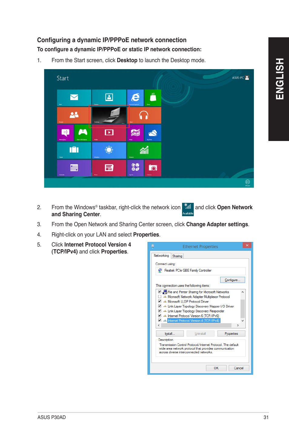 En g lis h en g li sh | Asus P30AD User Manual | Page 31 / 60