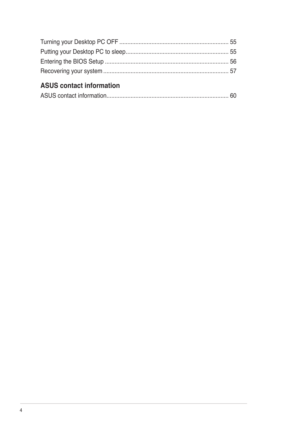 Asus contact information | Asus P30AD User Manual | Page 4 / 60