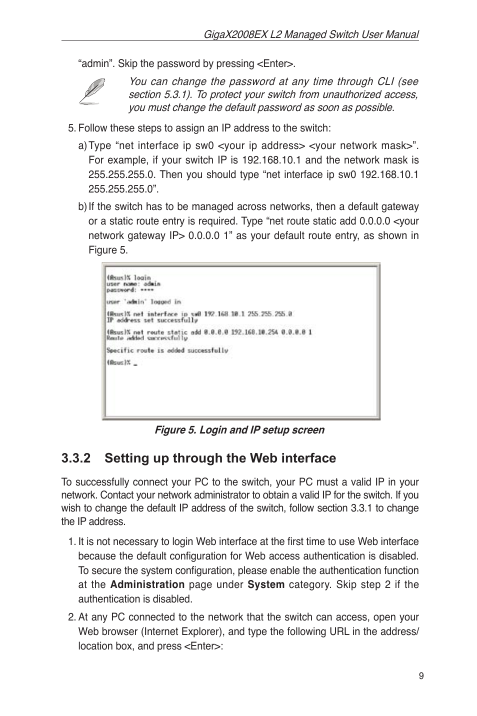 1 setting up through the console port, 2 setting up through the web interface | Asus GigaX2008EX User Manual | Page 19 / 71