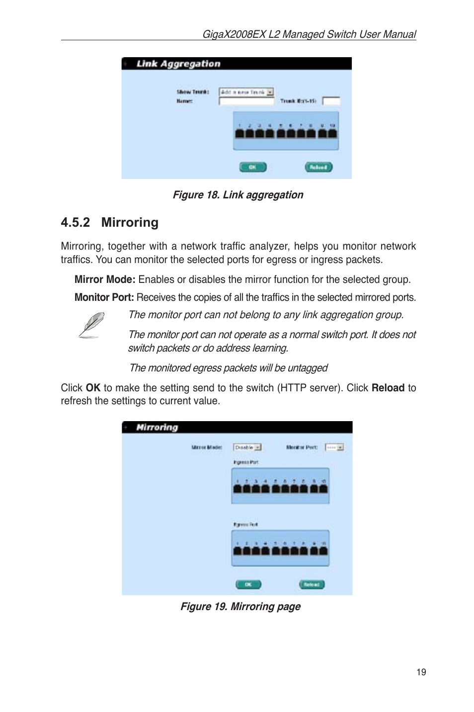 2 mirroring, Figure 18. link aggregation | Asus GigaX2008EX User Manual | Page 29 / 71