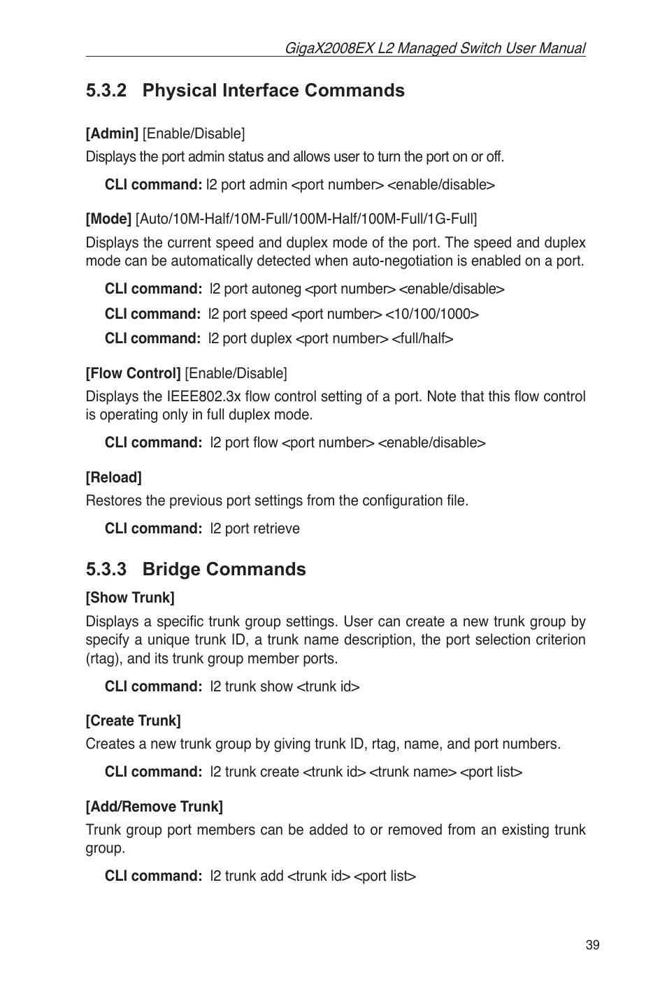 2 physical interface commands, 3 bridge commands | Asus GigaX2008EX User Manual | Page 49 / 71