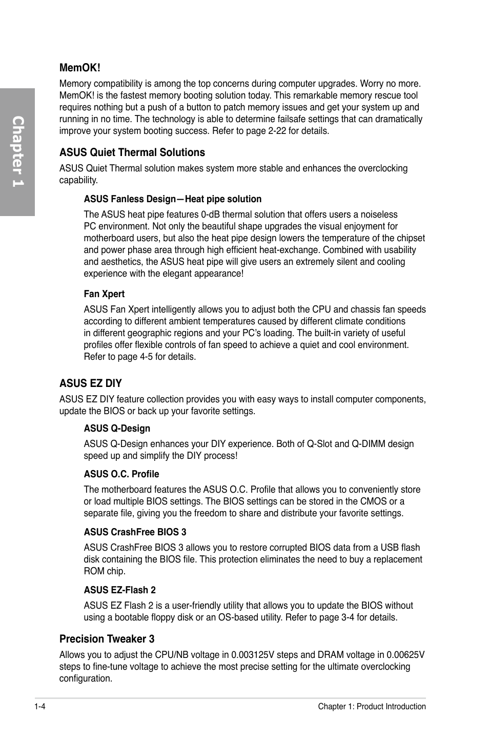 Chapter 1 | Asus M4A89GTD PRO/USB3 User Manual | Page 18 / 132