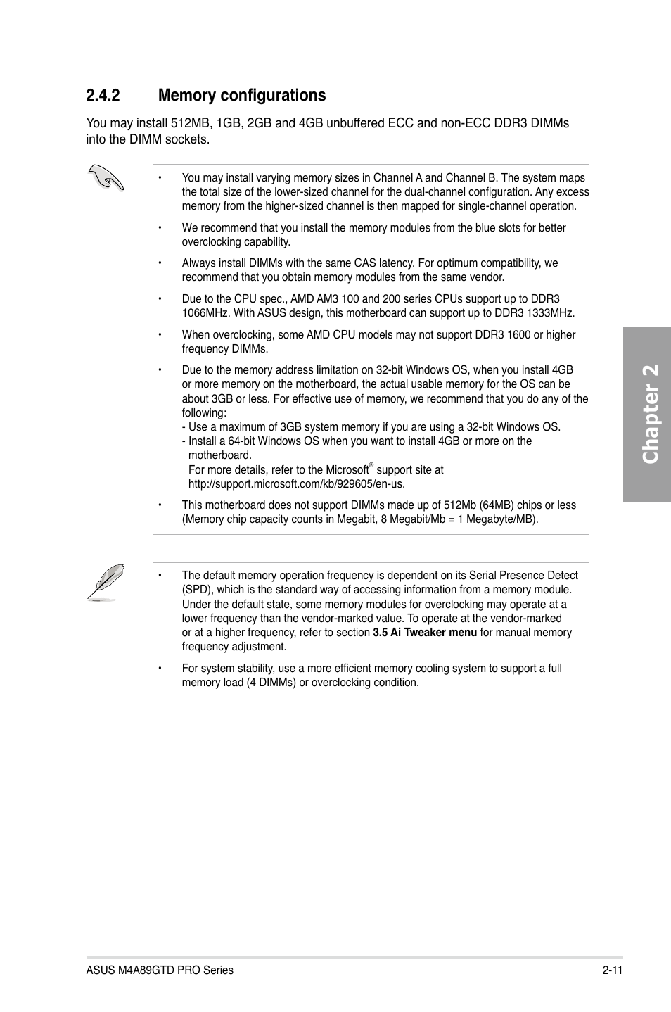 Chapter 2 | Asus M4A89GTD PRO/USB3 User Manual | Page 29 / 132