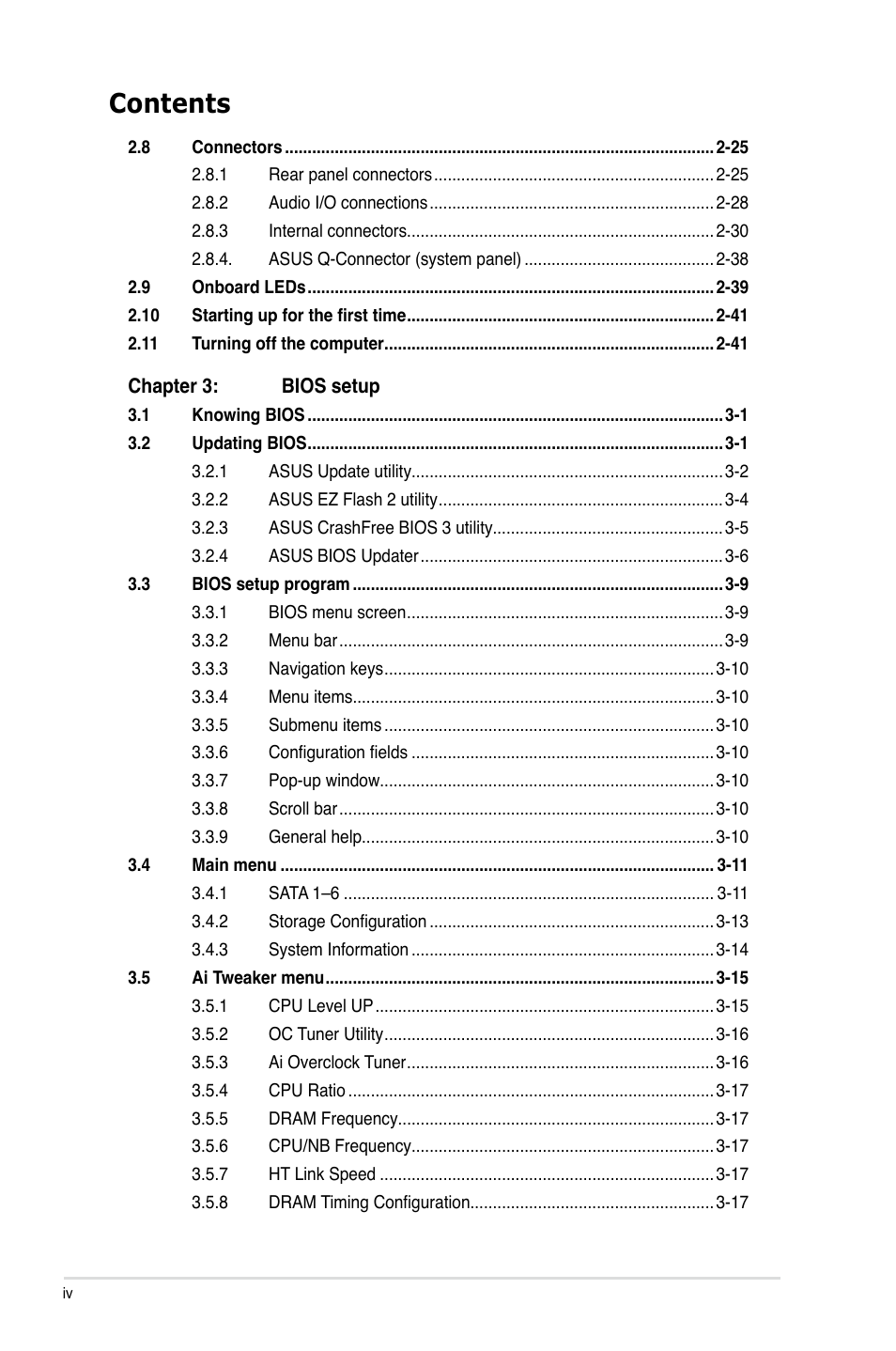 Asus M4A89GTD PRO/USB3 User Manual | Page 4 / 132