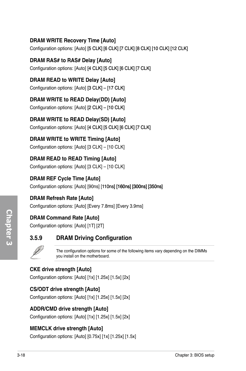 Chapter 3, 9 dram driving configuration | Asus M4A89GTD PRO/USB3 User Manual | Page 78 / 132