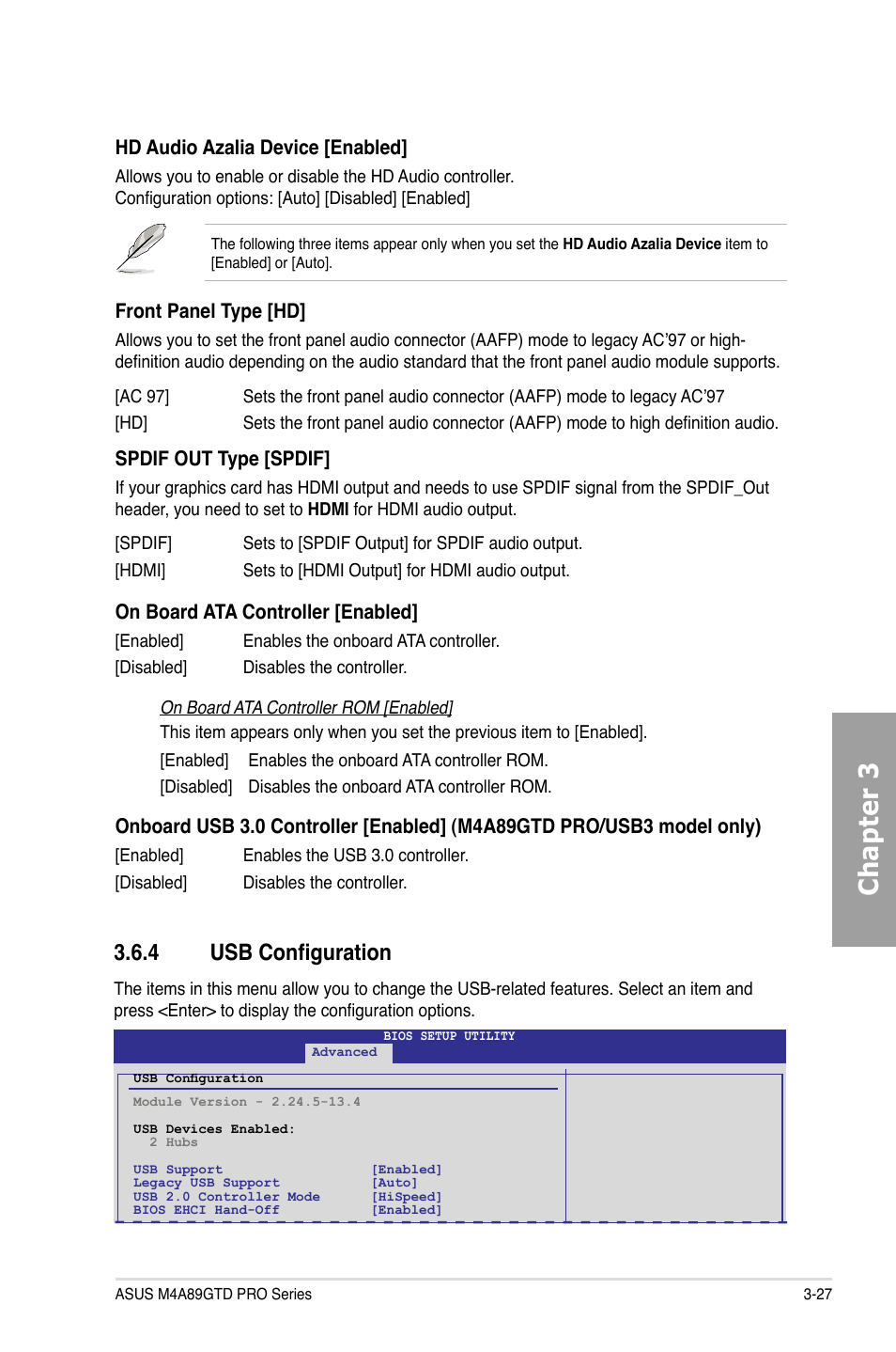Chapter 3, 4 usb configuration | Asus M4A89GTD PRO/USB3 User Manual | Page 87 / 132