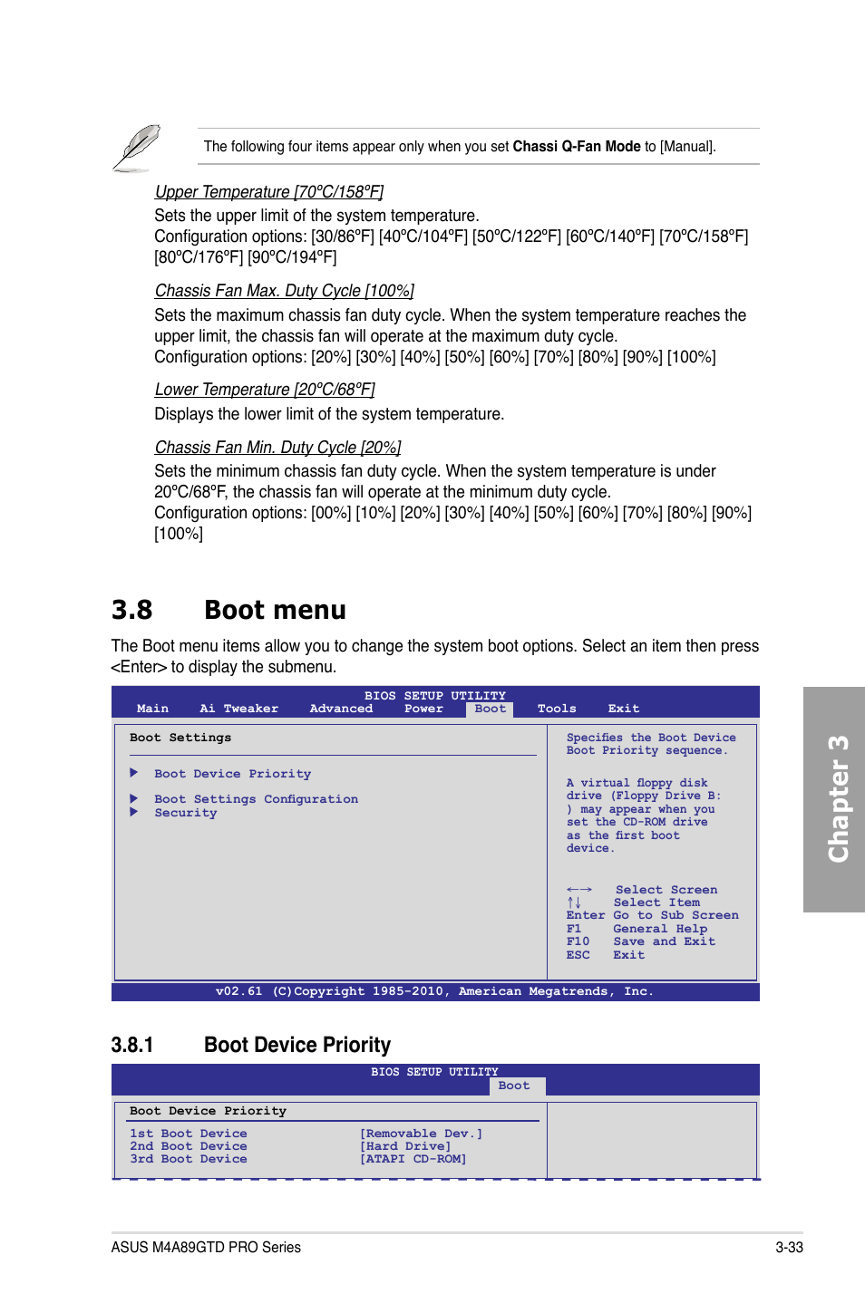 Chapter 3 3.8 boot menu, 1 boot device priority | Asus M4A89GTD PRO/USB3 User Manual | Page 93 / 132