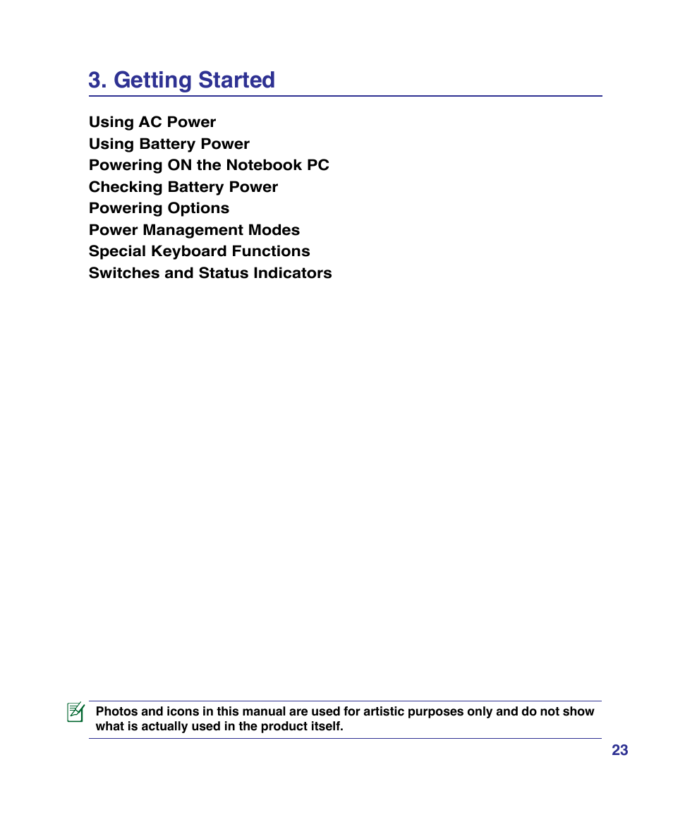 Getting started | Asus X83Vm User Manual | Page 23 / 94