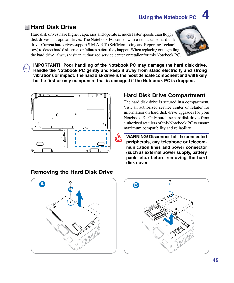 Hard disk drive | Asus X83Vm User Manual | Page 45 / 94