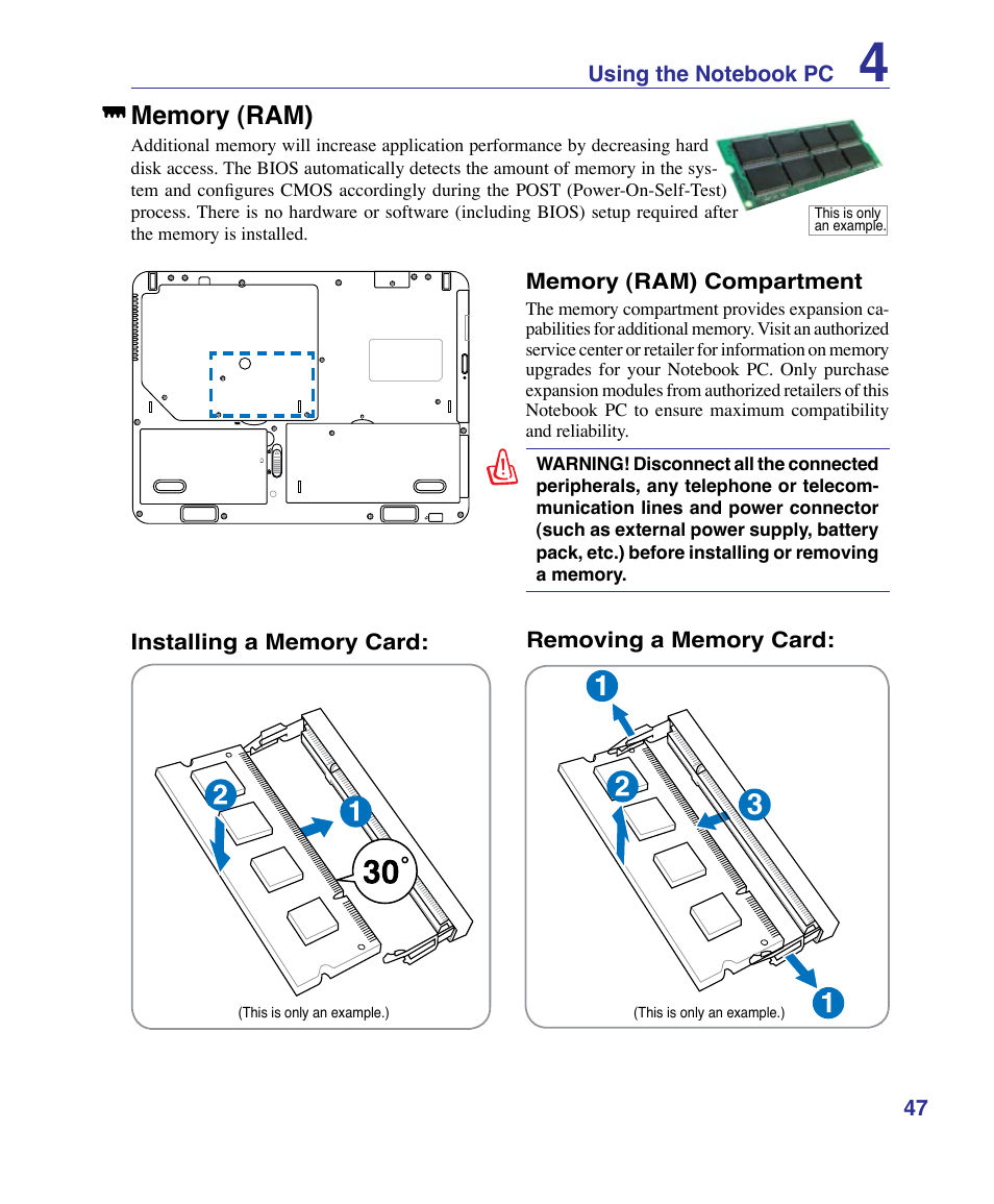Memory (ram) | Asus X83Vm User Manual | Page 47 / 94