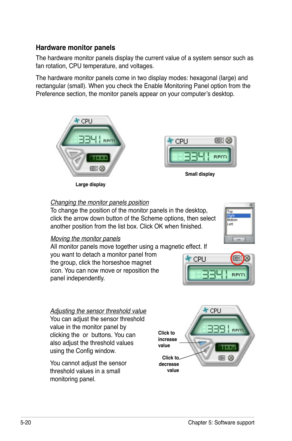 Hardware monitor panels | Asus M3N-H HDMI User Manual | Page 126 / 152