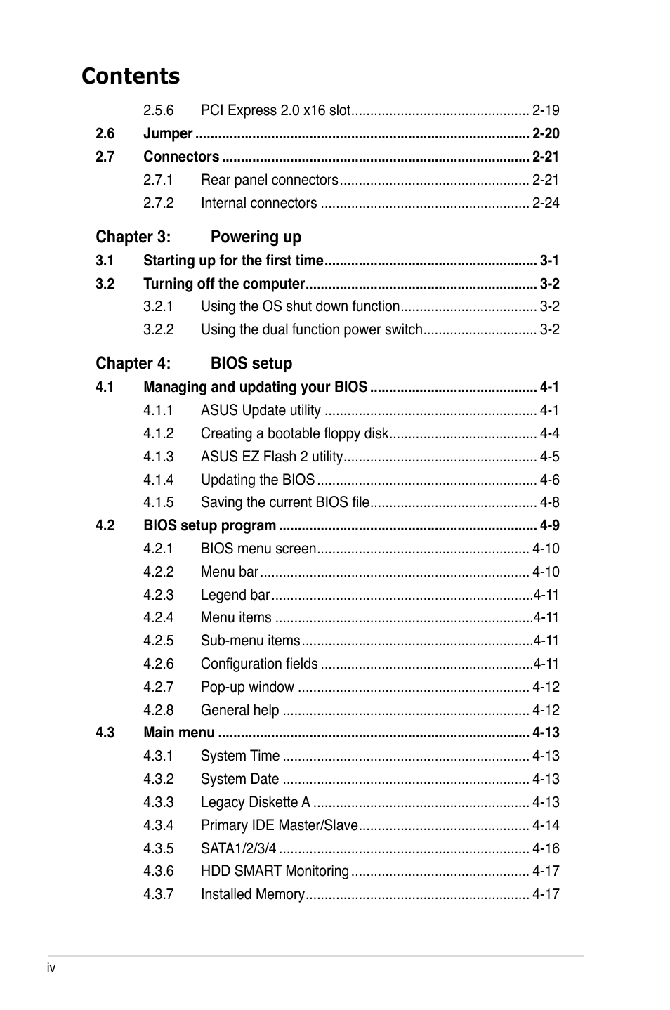 Asus M3N-H HDMI User Manual | Page 4 / 152