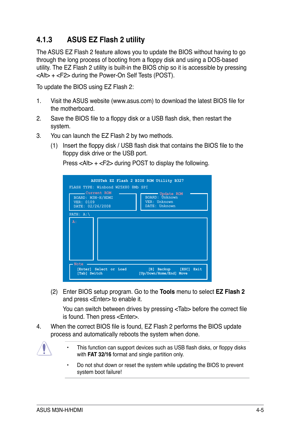 3 asus ez flash 2 utility, Asus ez flash 2 utility -5 | Asus M3N-H HDMI User Manual | Page 71 / 152