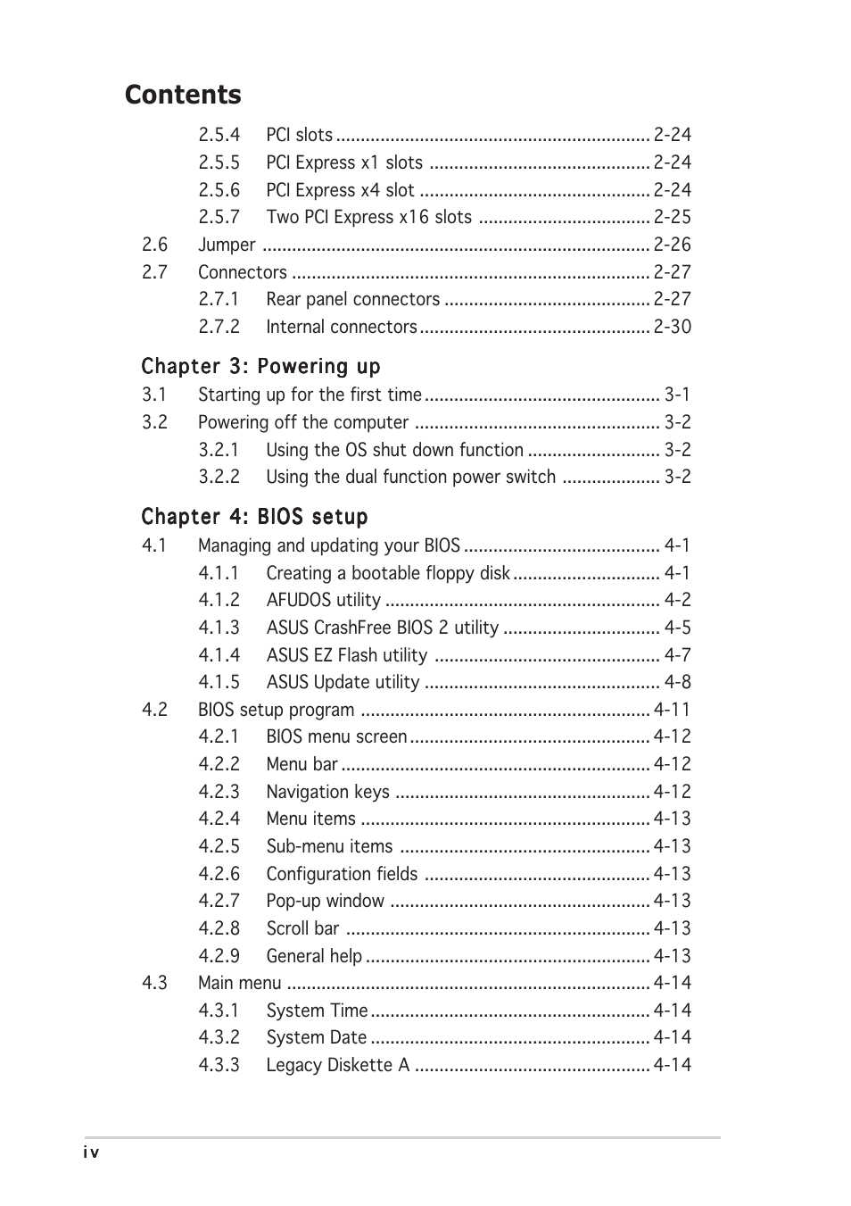 Asus P5N32-SLI Deluxe User Manual | Page 4 / 178