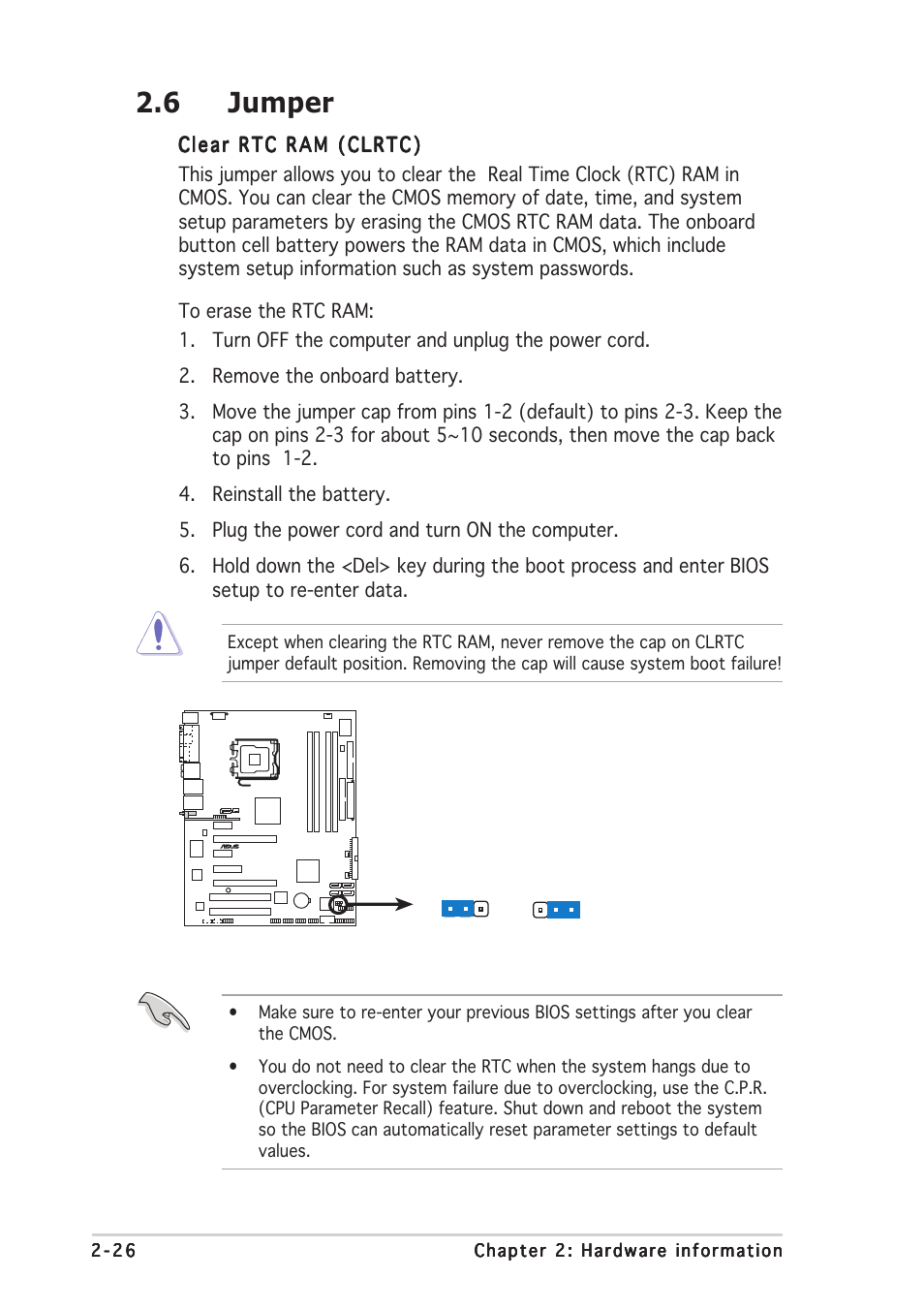 6 jumper | Asus P5N32-SLI Deluxe User Manual | Page 52 / 178