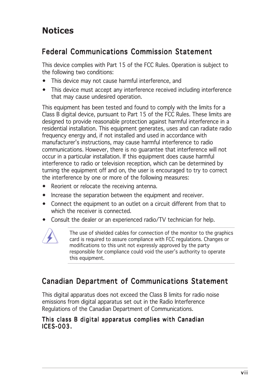 Notices | Asus P5N32-SLI Deluxe User Manual | Page 7 / 178