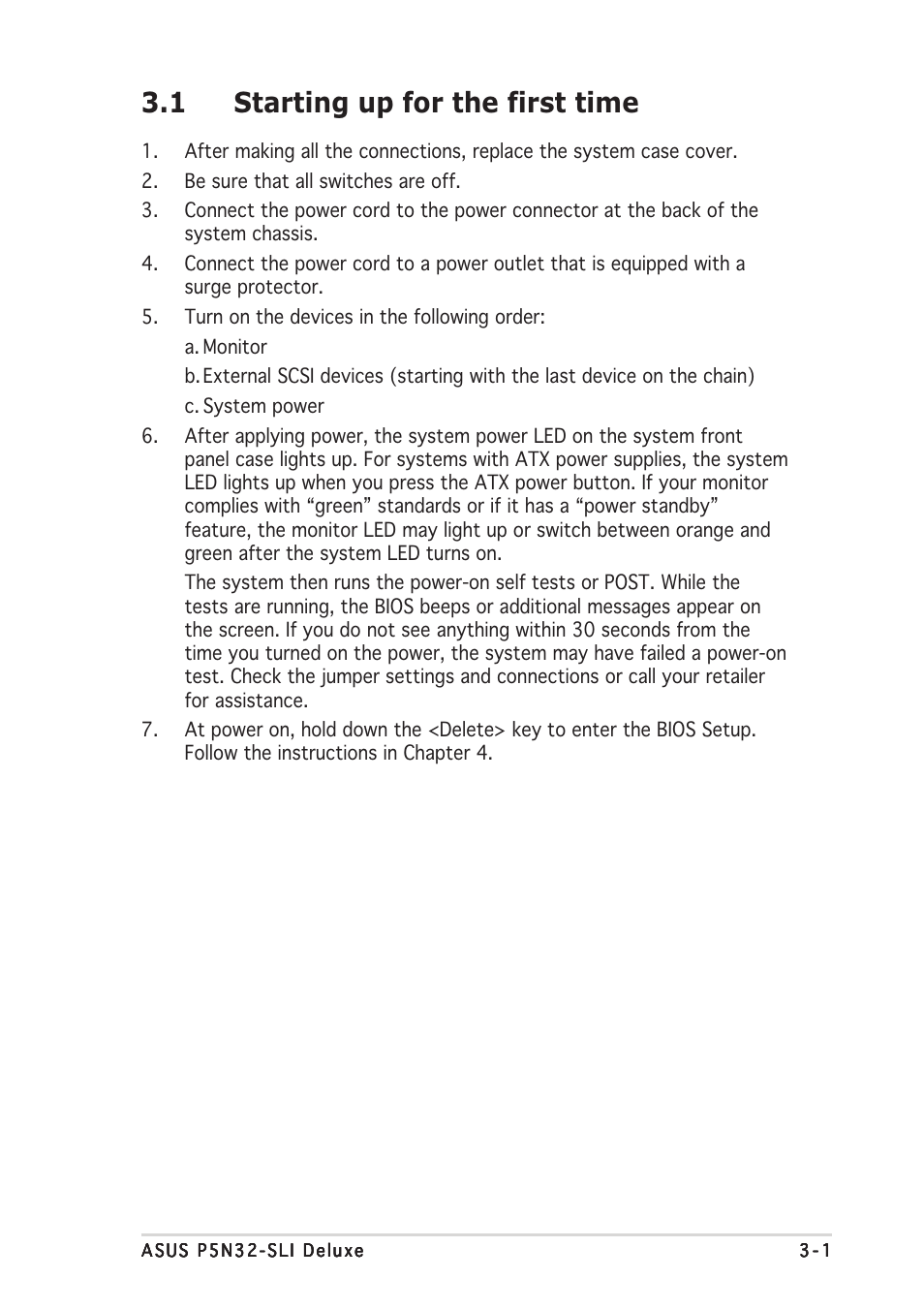 1 starting up for the first time | Asus P5N32-SLI Deluxe User Manual | Page 71 / 178