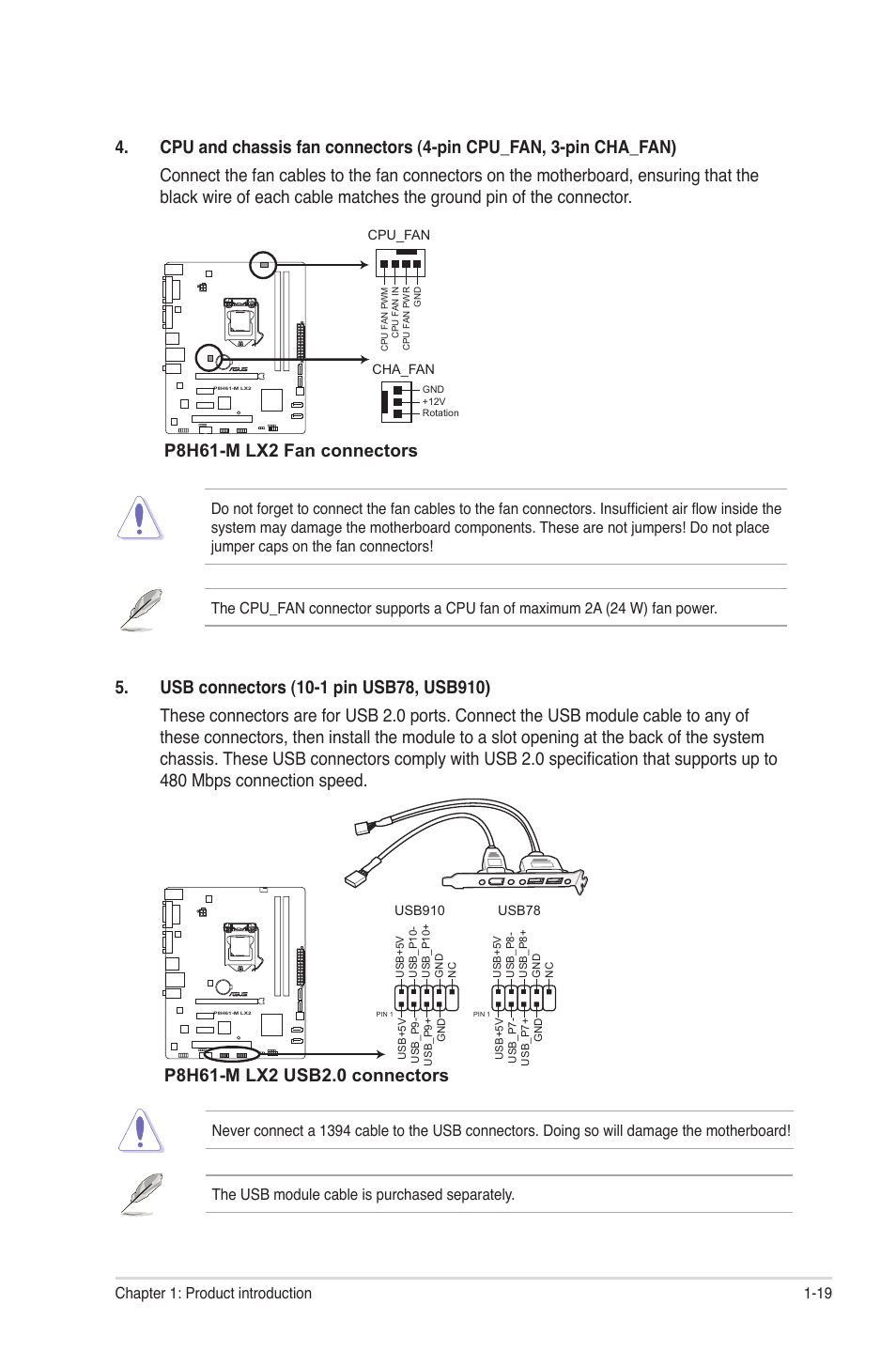 P8h61-m lx2 fan connectors | Asus P8H61-M LX2 User Manual | Page 29 / 61