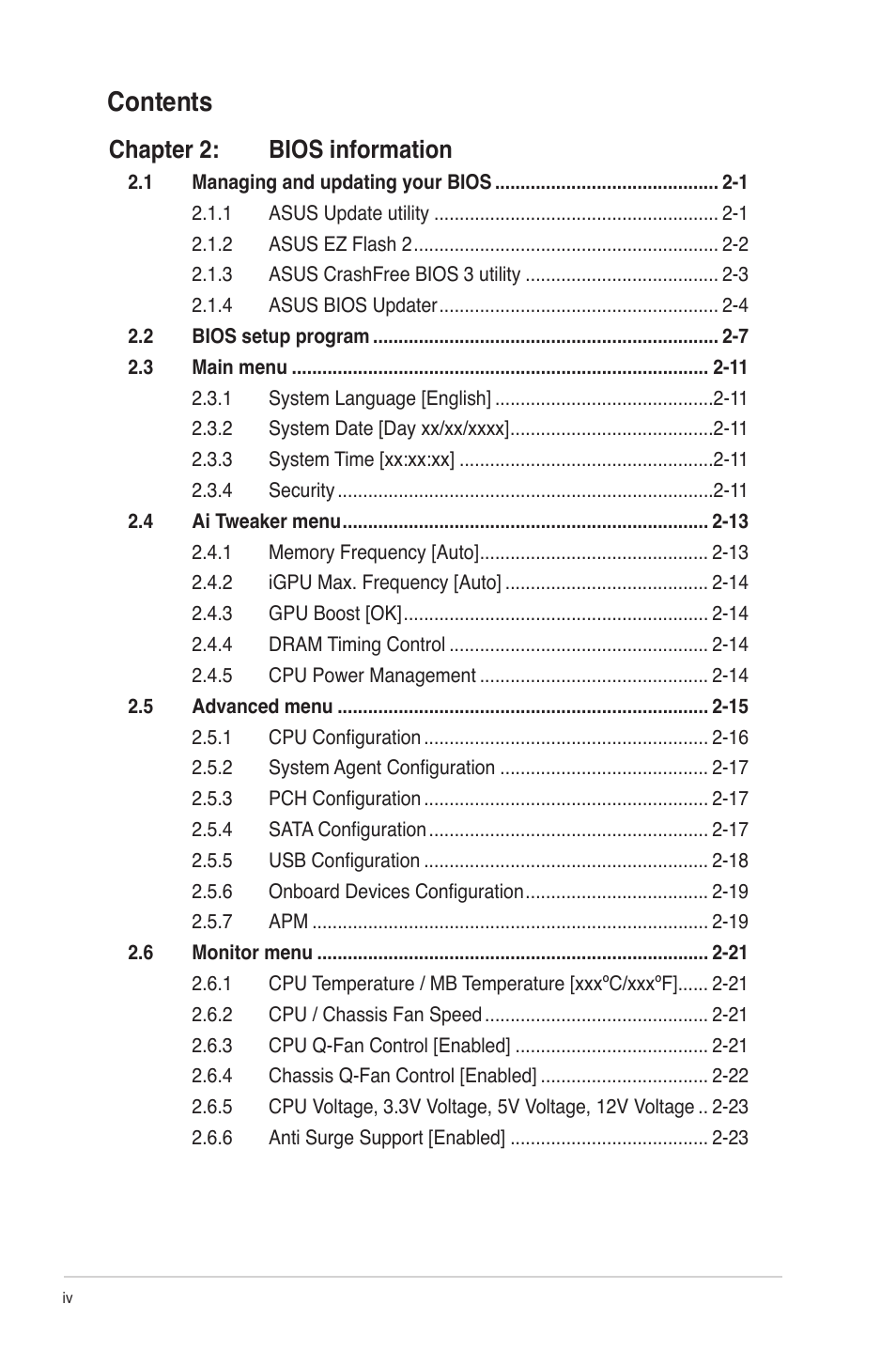 Asus P8H61-M LX2 User Manual | Page 4 / 61