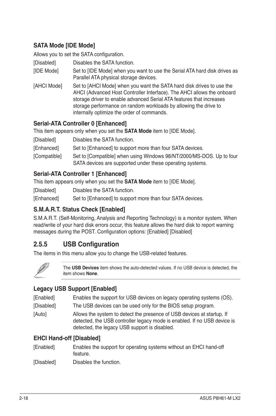5 usb configuration, Usb configuration -18 | Asus P8H61-M LX2 User Manual | Page 50 / 61