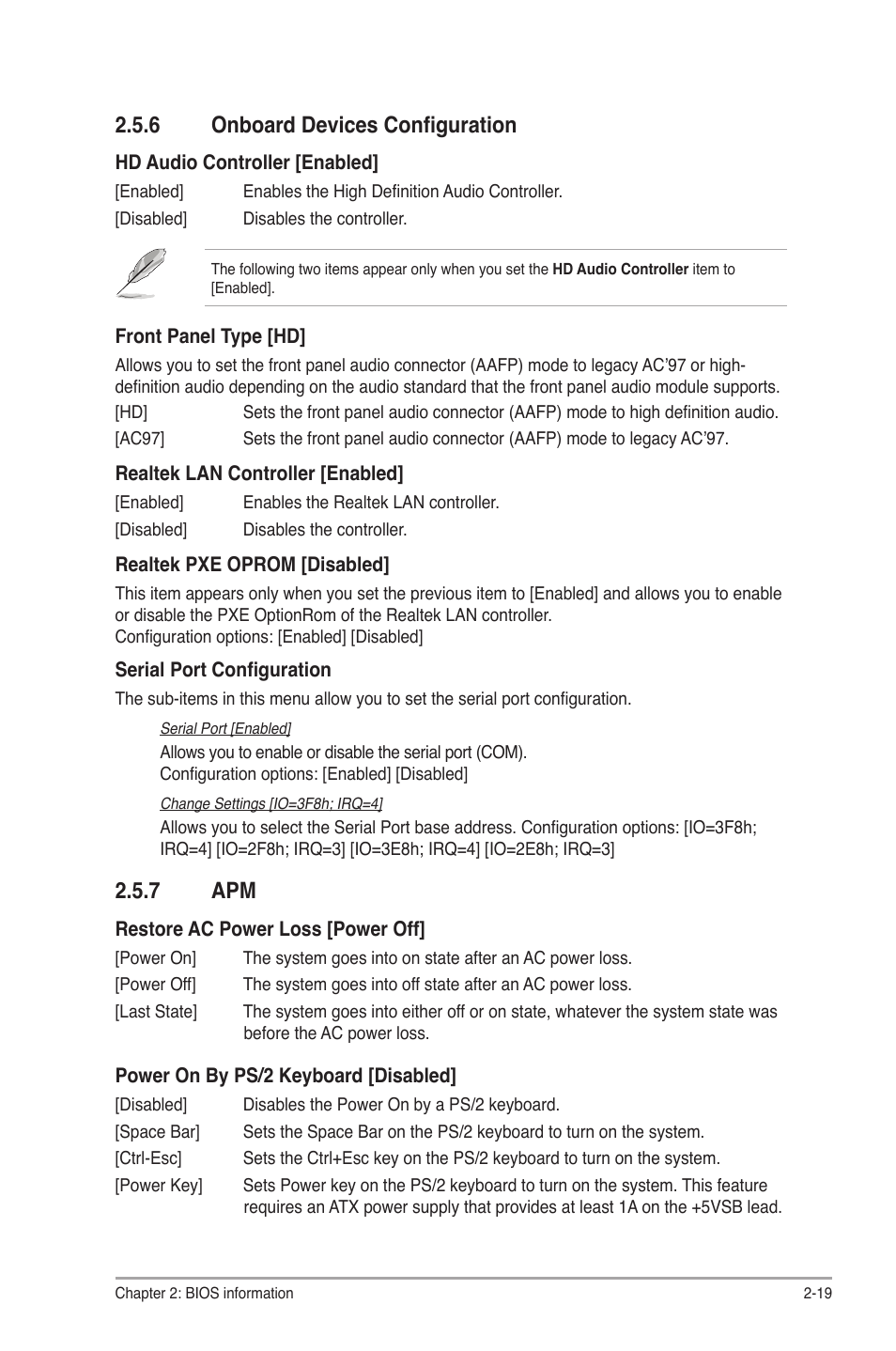 6 onboard devices configuration, 7 apm, Onboard devices configuration -19 | Apm -19 | Asus P8H61-M LX2 User Manual | Page 51 / 61