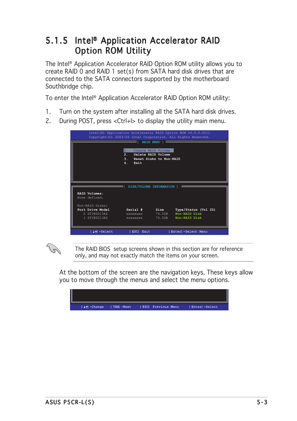 5 5.1.5 intel intel intel intel intel, Application accelerator raid, The intel | Asus P5CR-L(S) User Manual | Page 105 / 128