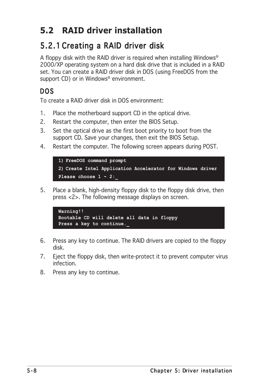 2 raid driver installation | Asus P5CR-L(S) User Manual | Page 110 / 128
