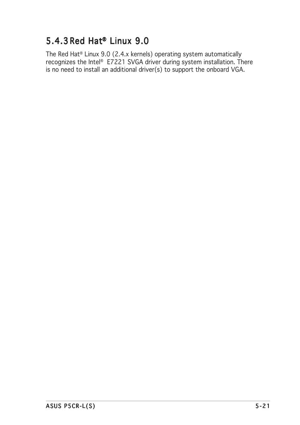 3 5.4.3 red hat red hat red hat red hat red hat, Linux 9.0 | Asus P5CR-L(S) User Manual | Page 123 / 128