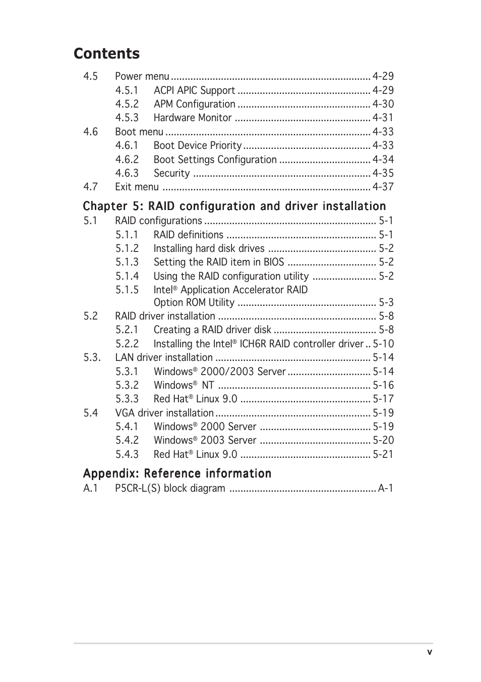 Asus P5CR-L(S) User Manual | Page 5 / 128