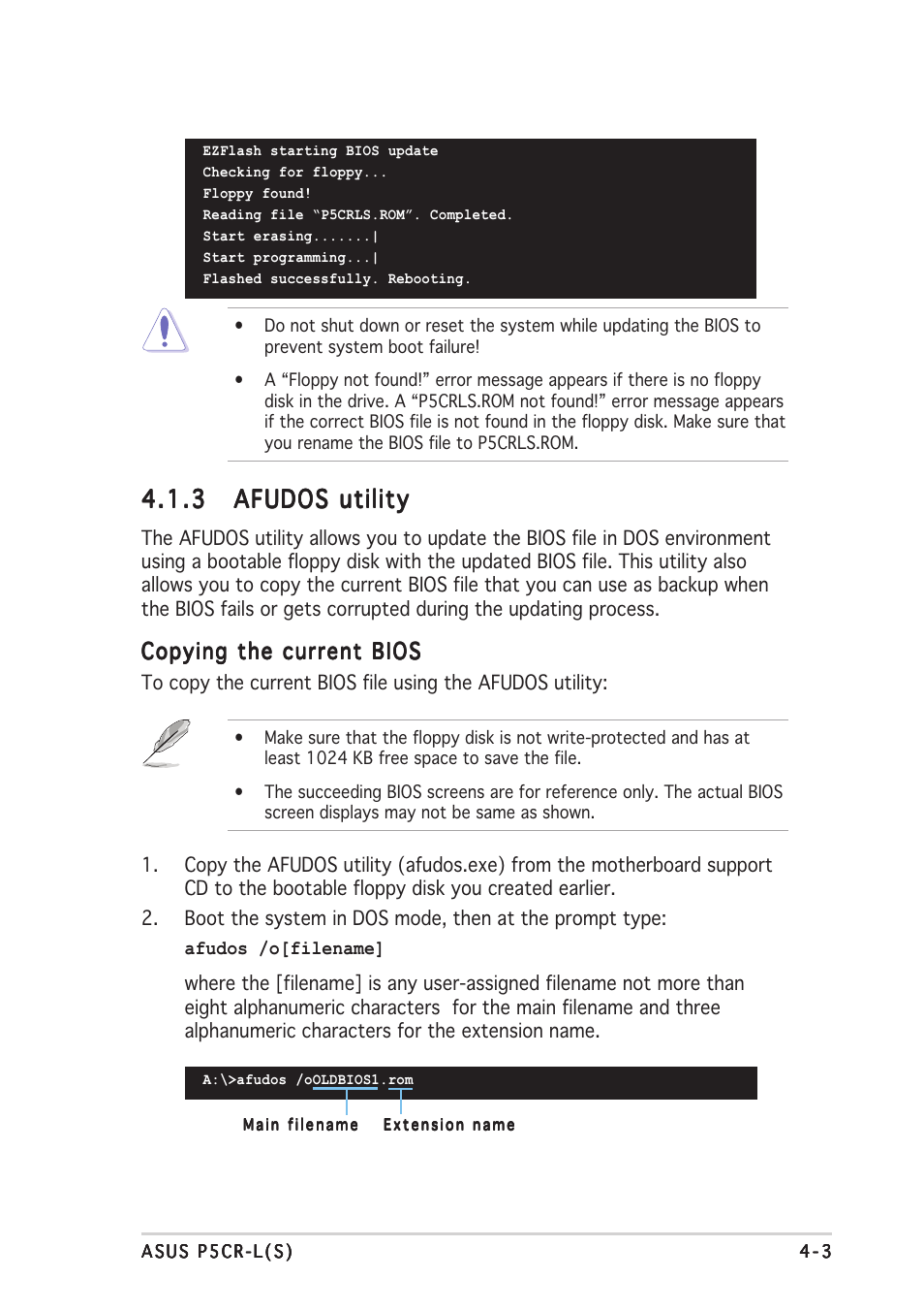Copying the current bios | Asus P5CR-L(S) User Manual | Page 65 / 128