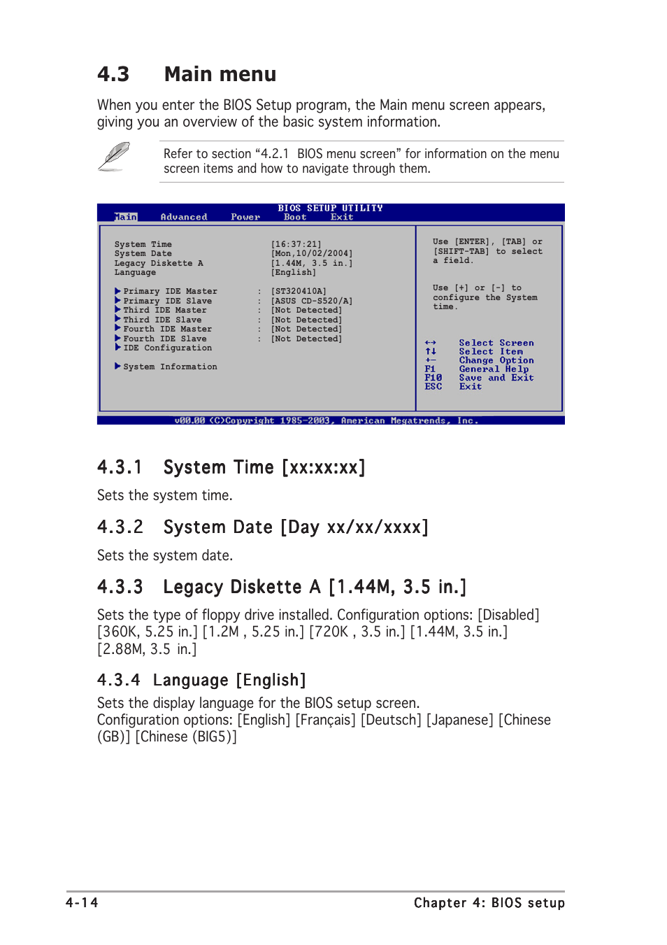 3 main menu | Asus P5CR-L(S) User Manual | Page 76 / 128