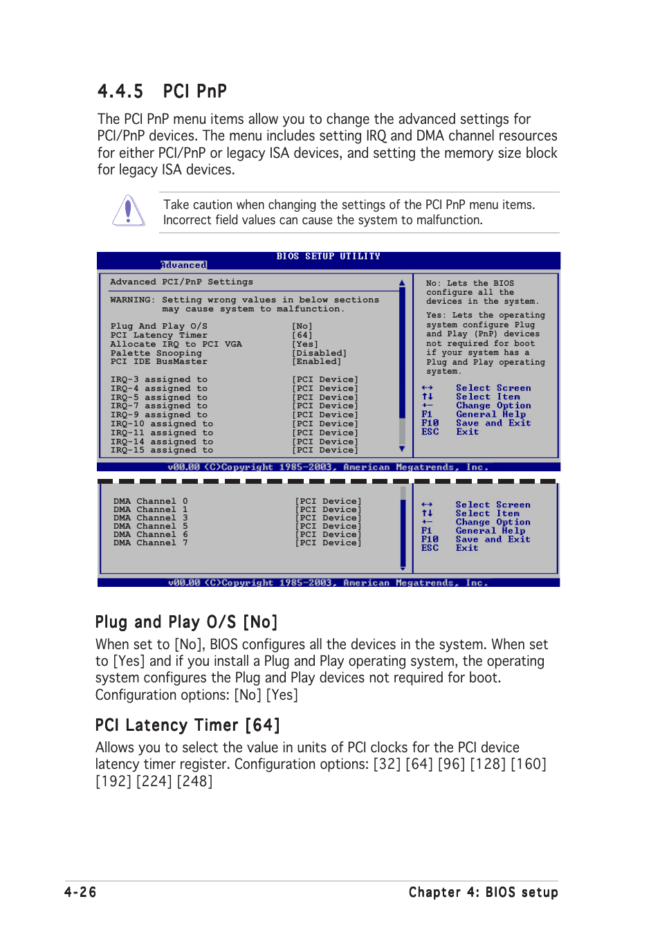 5 pci pnp pci pnp pci pnp pci pnp pci pnp, Plug and play o/s [no, Pci latency timer [64 | Asus P5CR-L(S) User Manual | Page 88 / 128