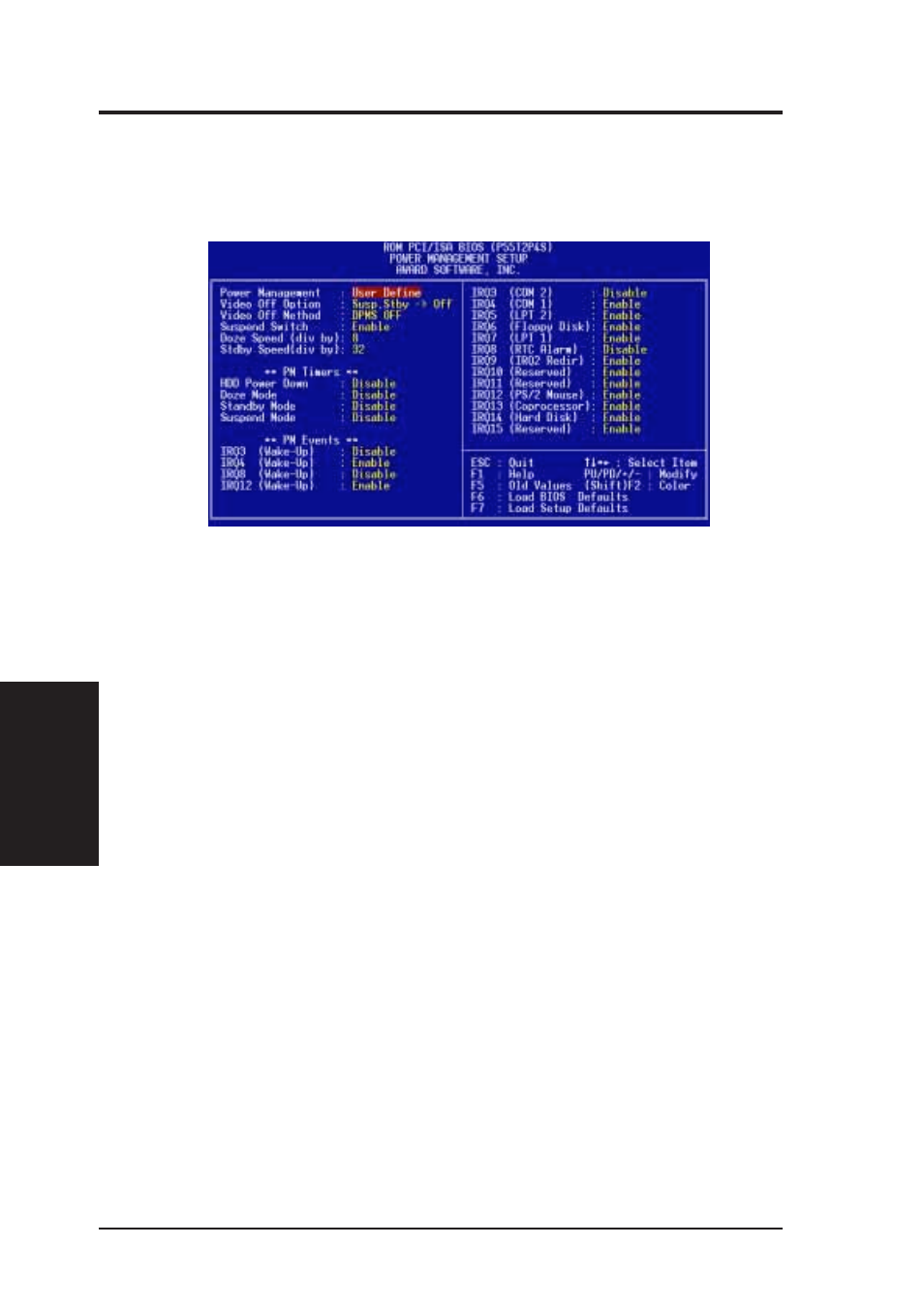 Iv. bios software, Power management setup | Asus P/I-P55T2P4S User Manual | Page 46 / 70