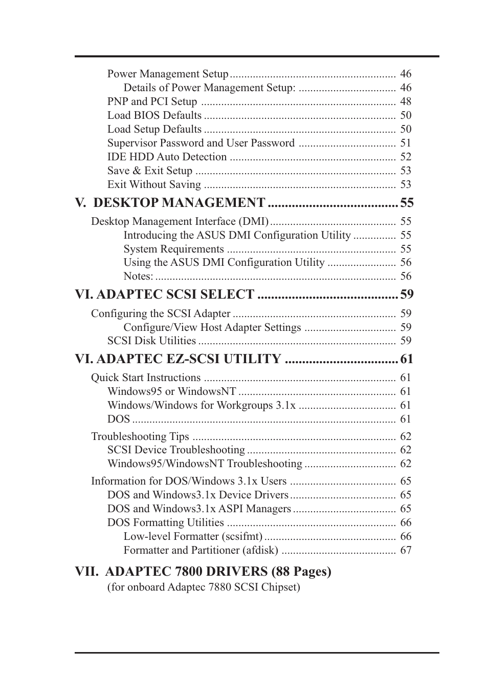 Asus P/I-P55T2P4S User Manual | Page 5 / 70