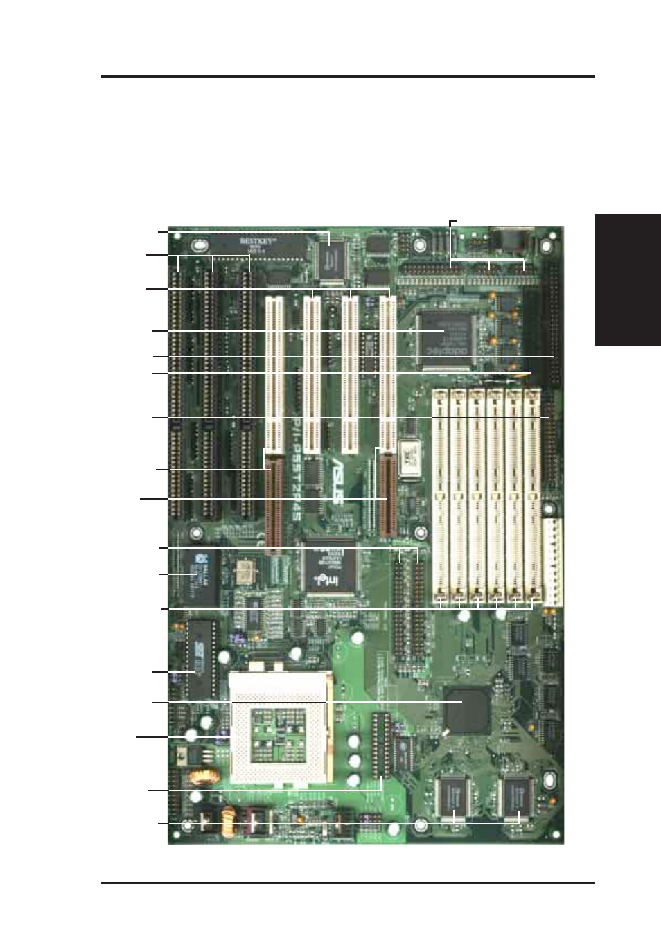 Ii. features, Parts of the asus motherboard | Asus P/I-P55T2P4S User Manual | Page 9 / 70