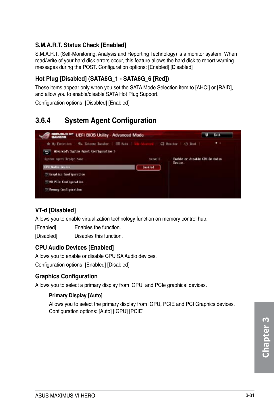 4 system agent configuration, System agent configuration -31, Chapter 3 | Asus MAXIMUS VI HERO User Manual | Page 109 / 176