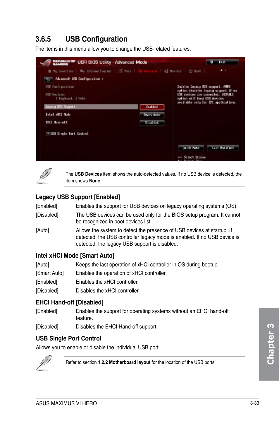 5 usb configuration, Usb configuration -33, Chapter 3 | Asus MAXIMUS VI HERO User Manual | Page 111 / 176