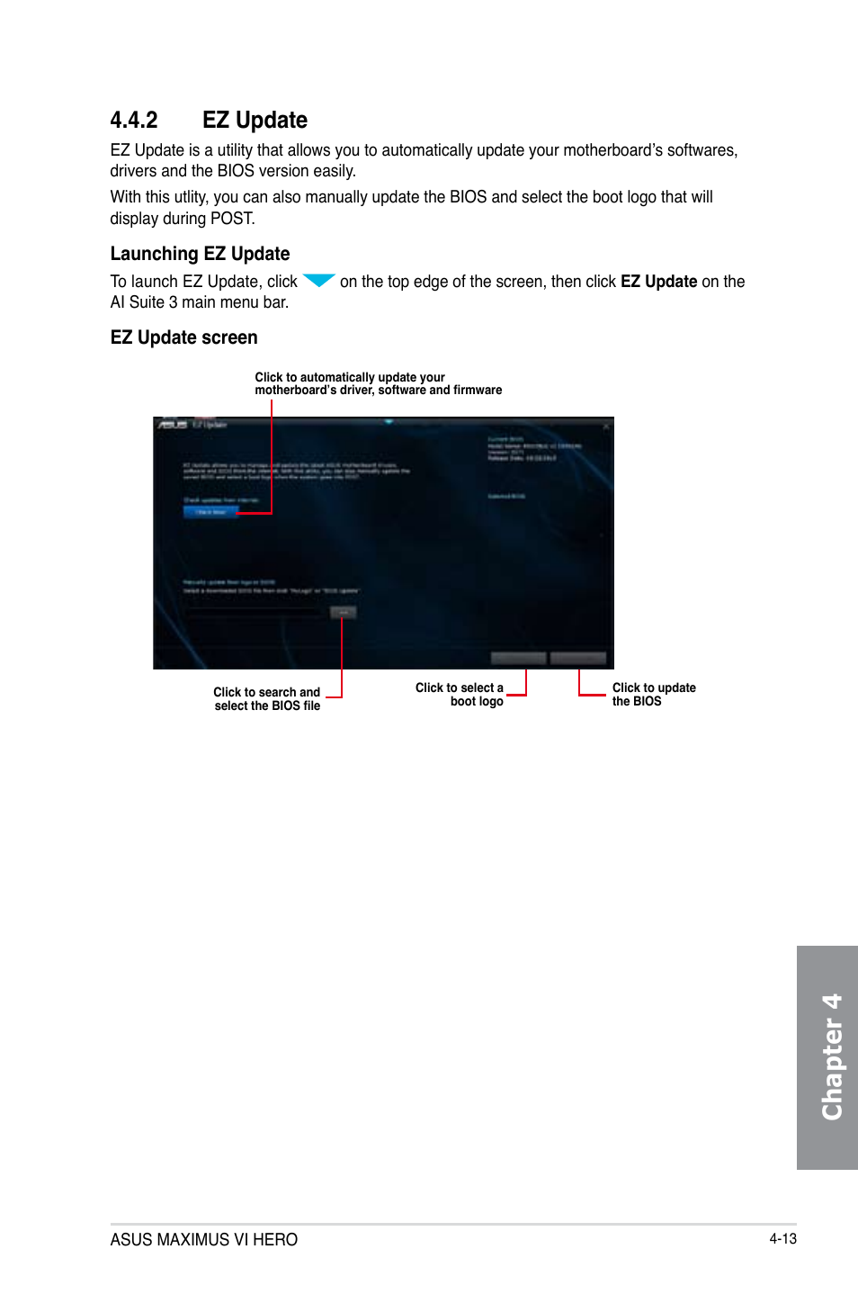 2 ez update, Ez update -13, Chapter 4 | Asus MAXIMUS VI HERO User Manual | Page 149 / 176