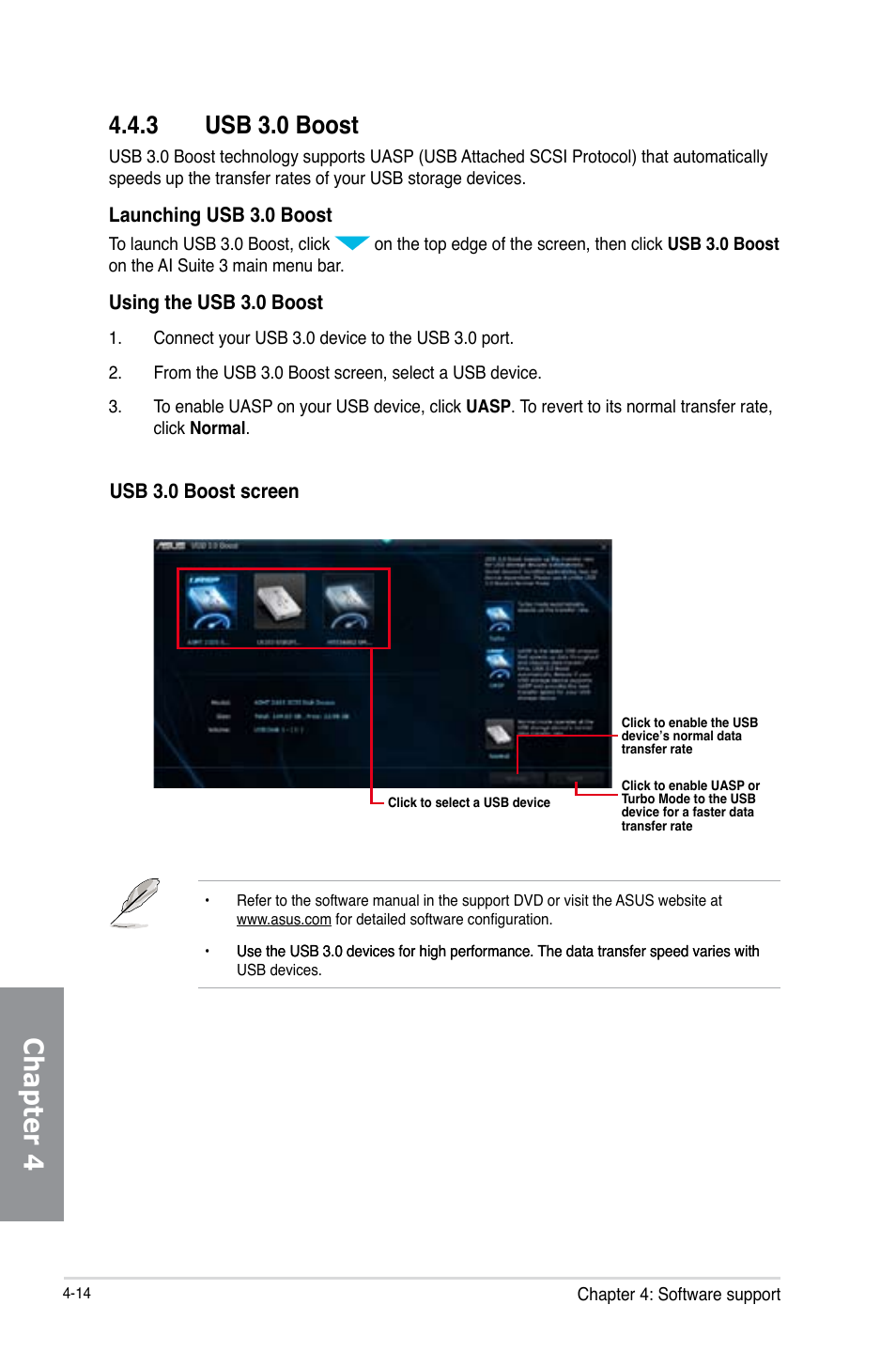 3 usb 3.0 boost, Usb 3.0 boost -14, Chapter 4 | Asus MAXIMUS VI HERO User Manual | Page 150 / 176