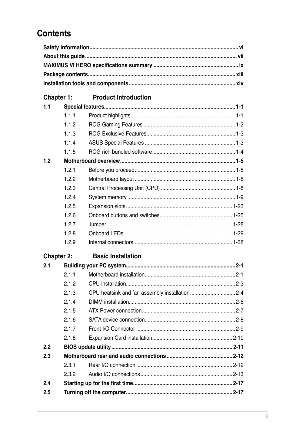 Asus MAXIMUS VI HERO User Manual | Page 3 / 176