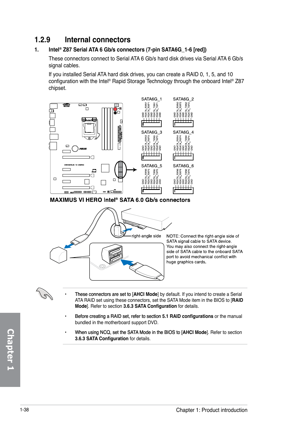 9 internal connectors, Internal connectors -38, Chapter 1 | Asus MAXIMUS VI HERO User Manual | Page 52 / 176