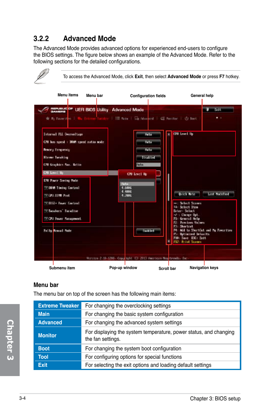 2 advanced mode, Advanced mode -4, Chapter 3 | Asus MAXIMUS VI HERO User Manual | Page 82 / 176