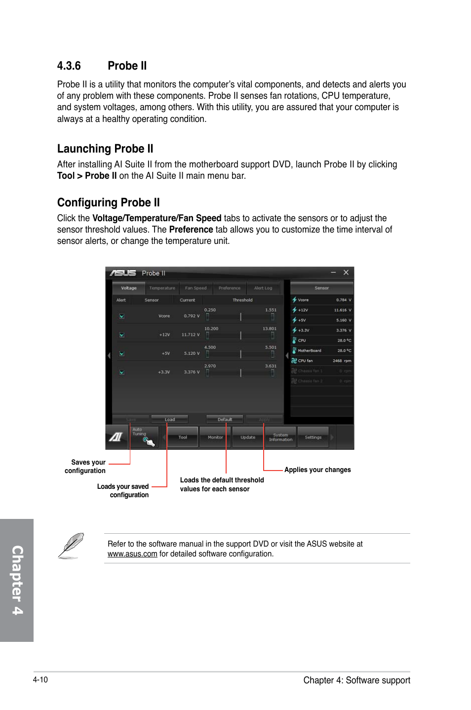 6 probe ii, Probe ii -10, Chapter 4 | Launching probe ii, Configuring probe ii | Asus P8B75-V User Manual | Page 106 / 132