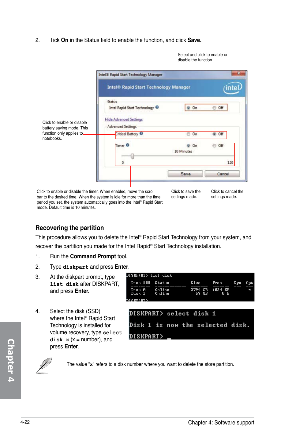 Chapter 4, Recovering the partition | Asus P8B75-V User Manual | Page 118 / 132