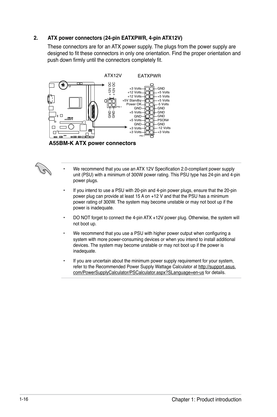 A55bm-k atx power connectors | Asus A55BM-K User Manual | Page 24 / 49