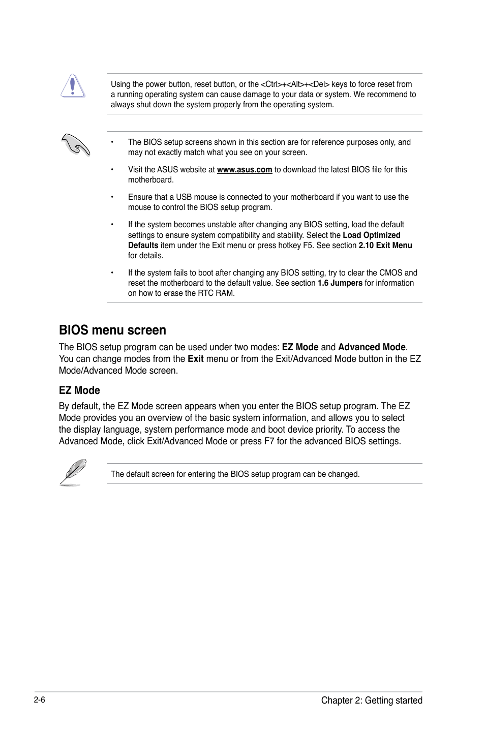 Bios menu screen, Ez mode | Asus A55BM-K User Manual | Page 36 / 49