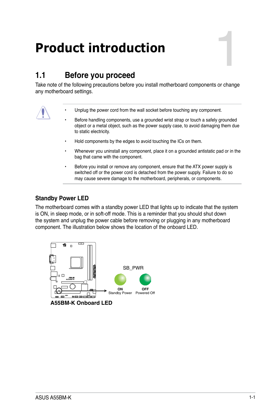 Product introduction, 1 before you proceed | Asus A55BM-K User Manual | Page 9 / 49