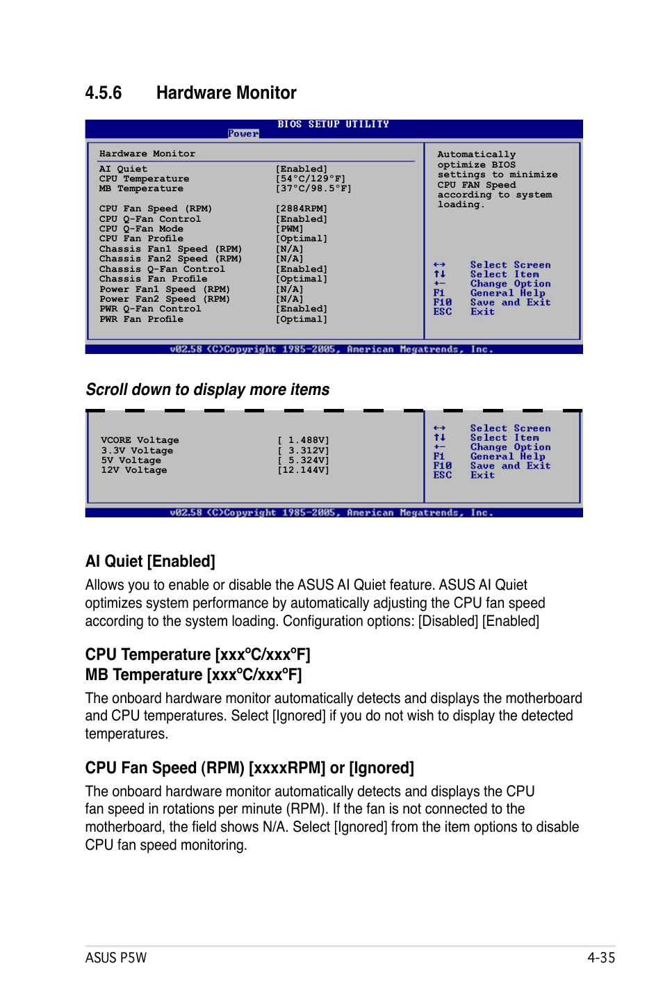 6 hardware monitor | Asus P5W User Manual | Page 111 / 210