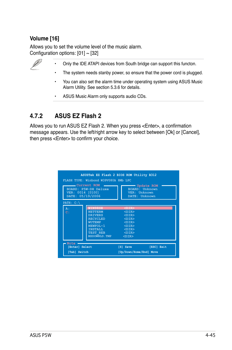 2 asus ez flash 2, Volume [16 | Asus P5W User Manual | Page 121 / 210