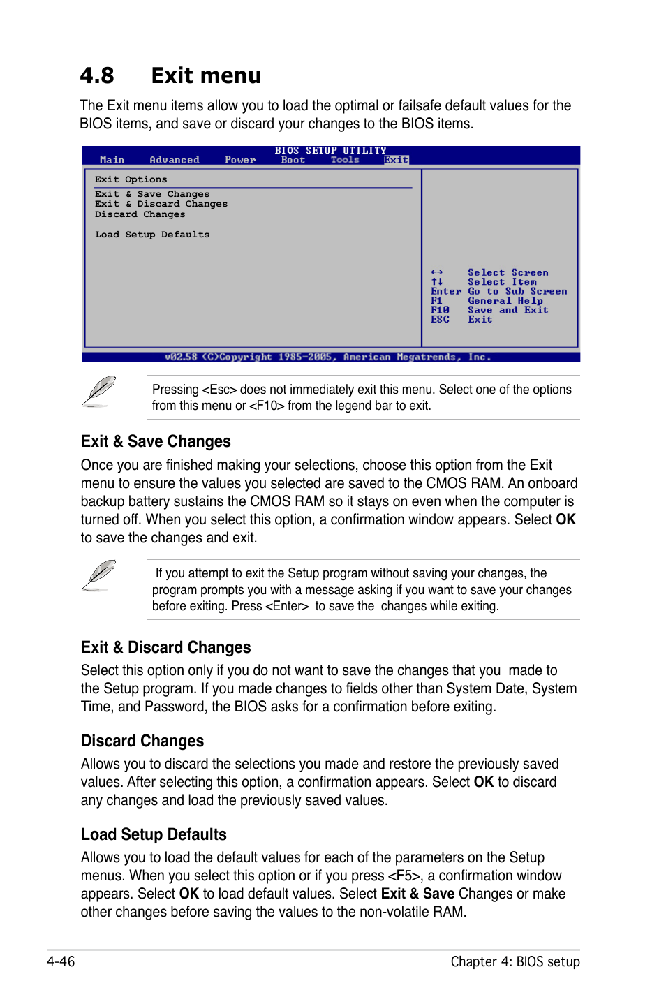 8 exit menu | Asus P5W User Manual | Page 122 / 210